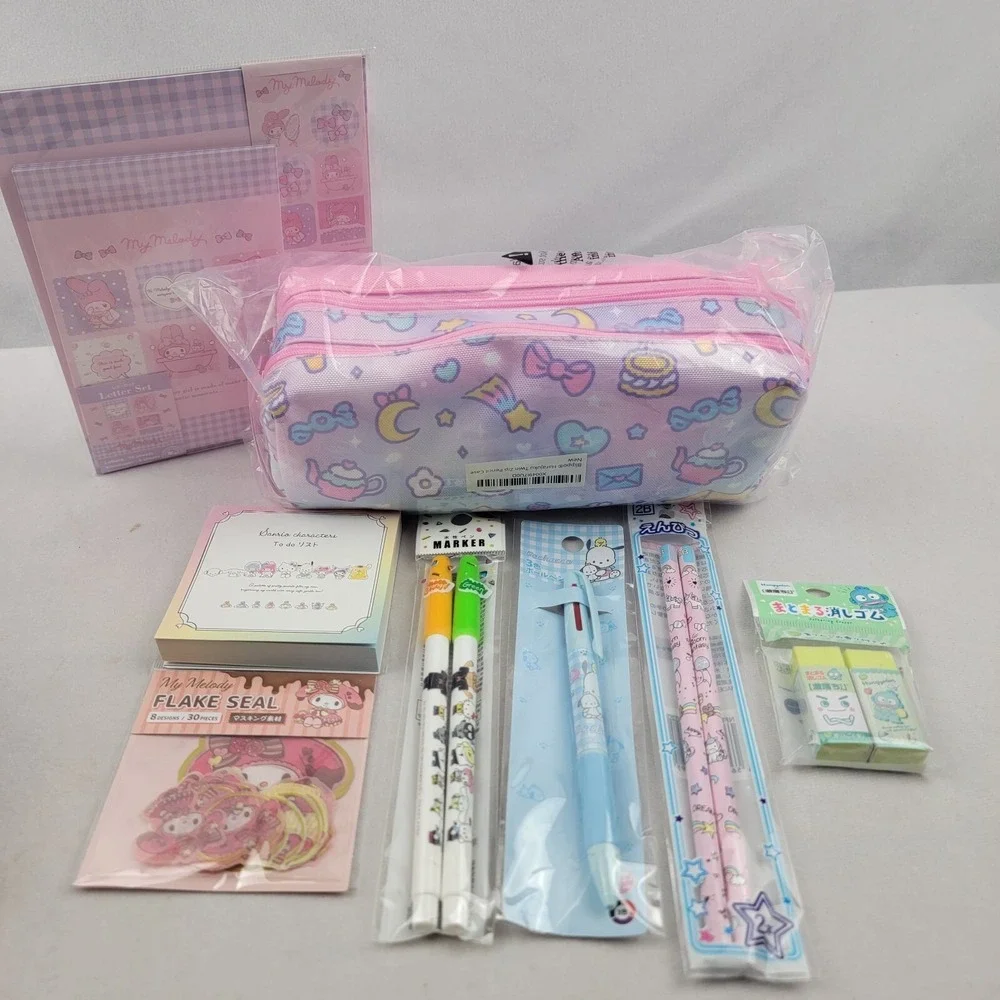 New Blippo Harajuku Twin Zip Pencil Case With Supplies 41 Items Total